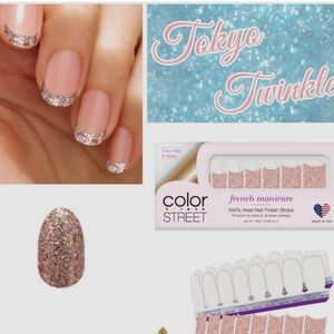 Color Street Tokyo twinkle French manicure Nail Polish Strips